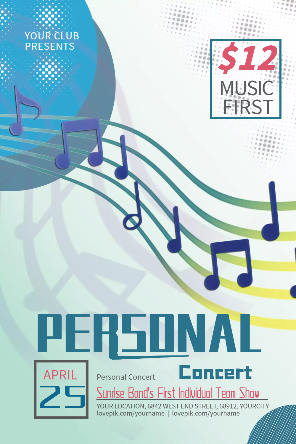 个人演唱会音乐英文海报