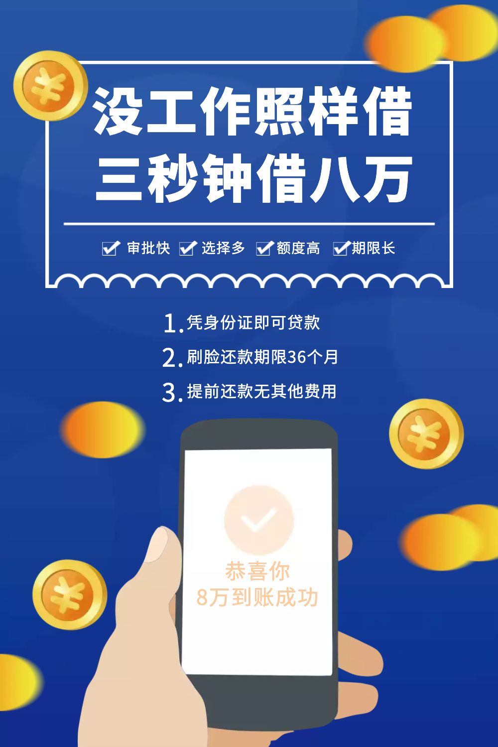 小额贷款蓝色海报设计