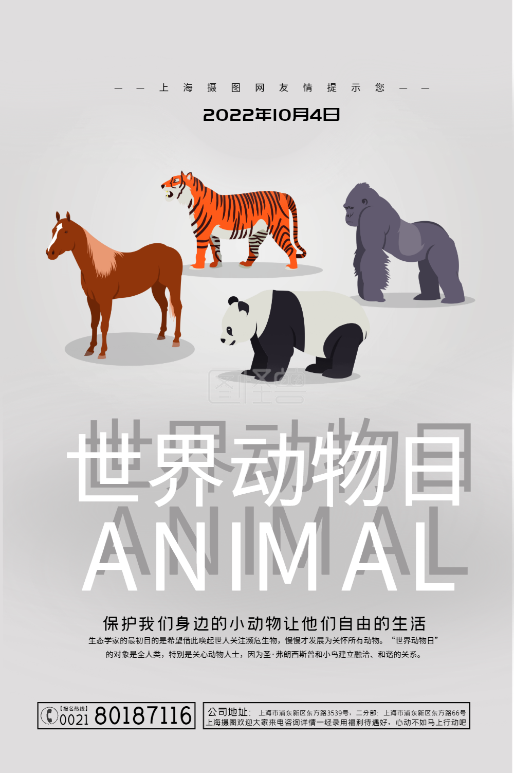 世界动物日海报