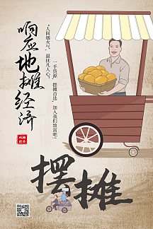 地摊经济街边小贩海报