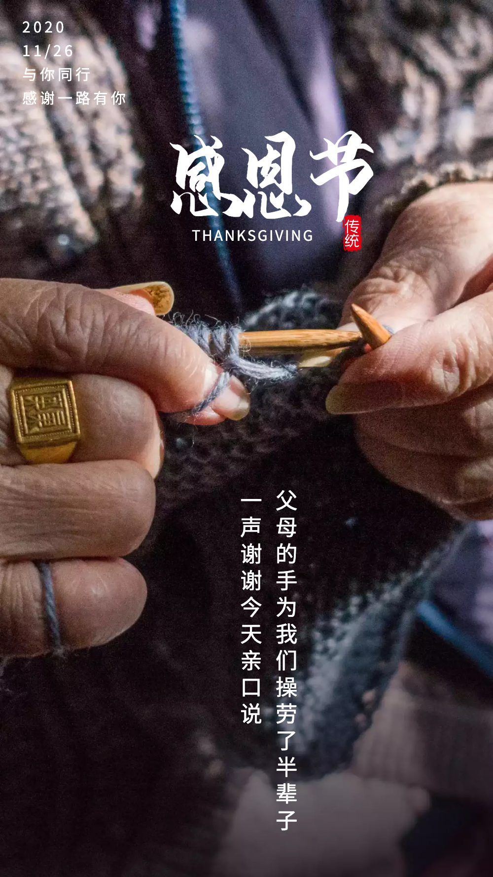 温馨感恩节感恩父母摄影图海报