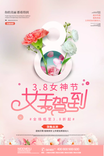 粉色清新高雅38女神节女王驾到海报