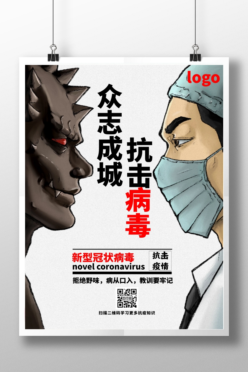 抗击新冠病毒宣传海报