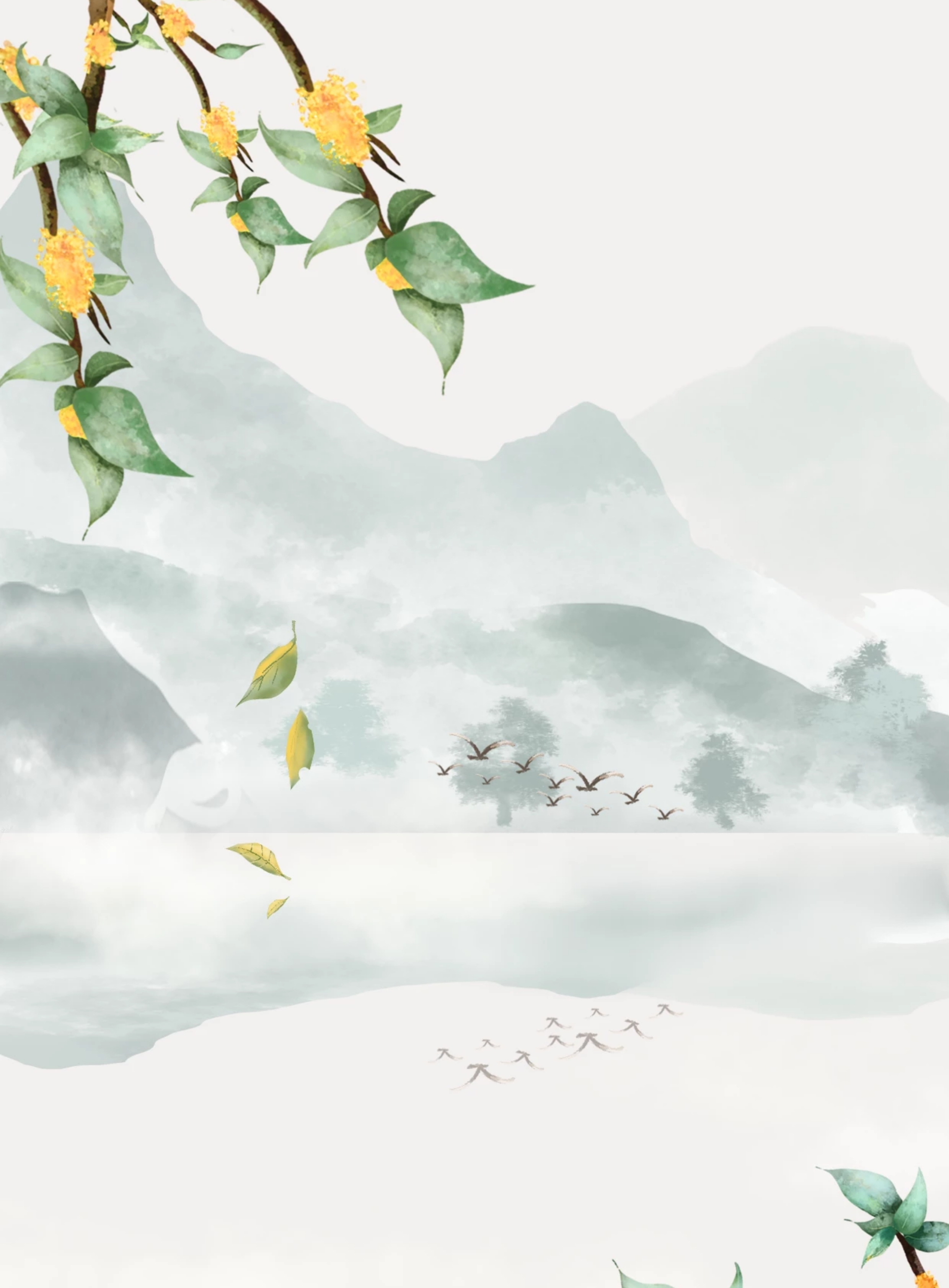 复古质感新中式地产背景装饰画