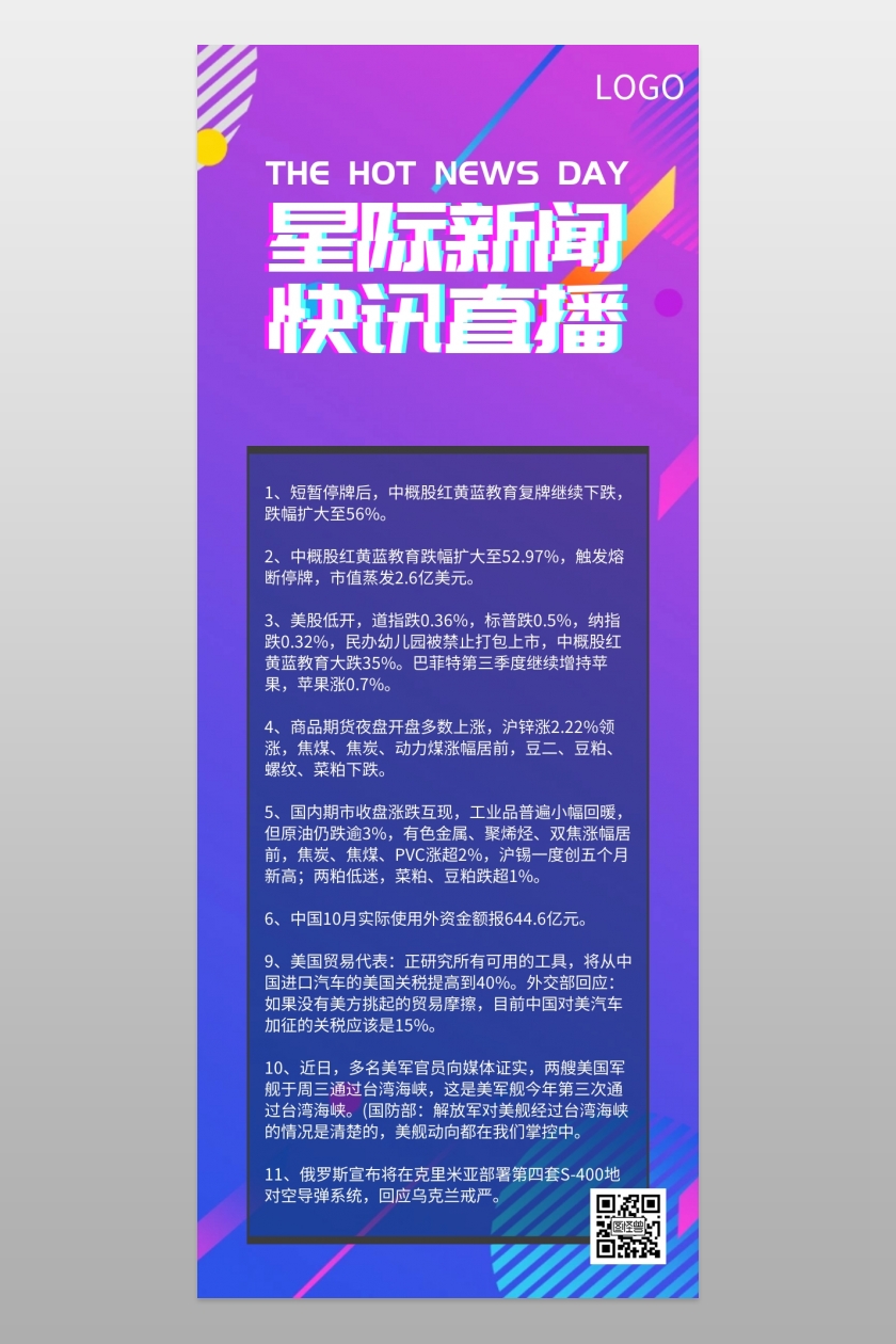 新闻快讯星际科技蓝紫抖音营销新闻长图