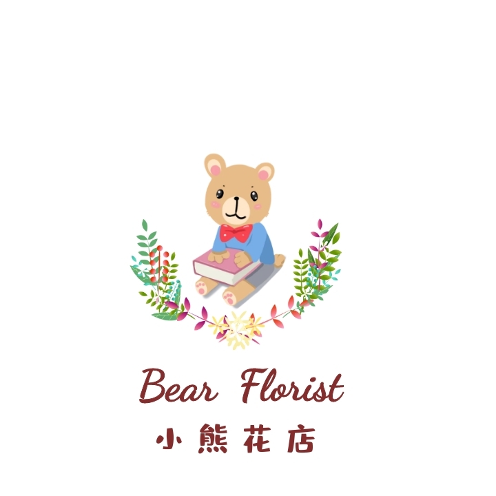 鲜花店小熊花店logo设计