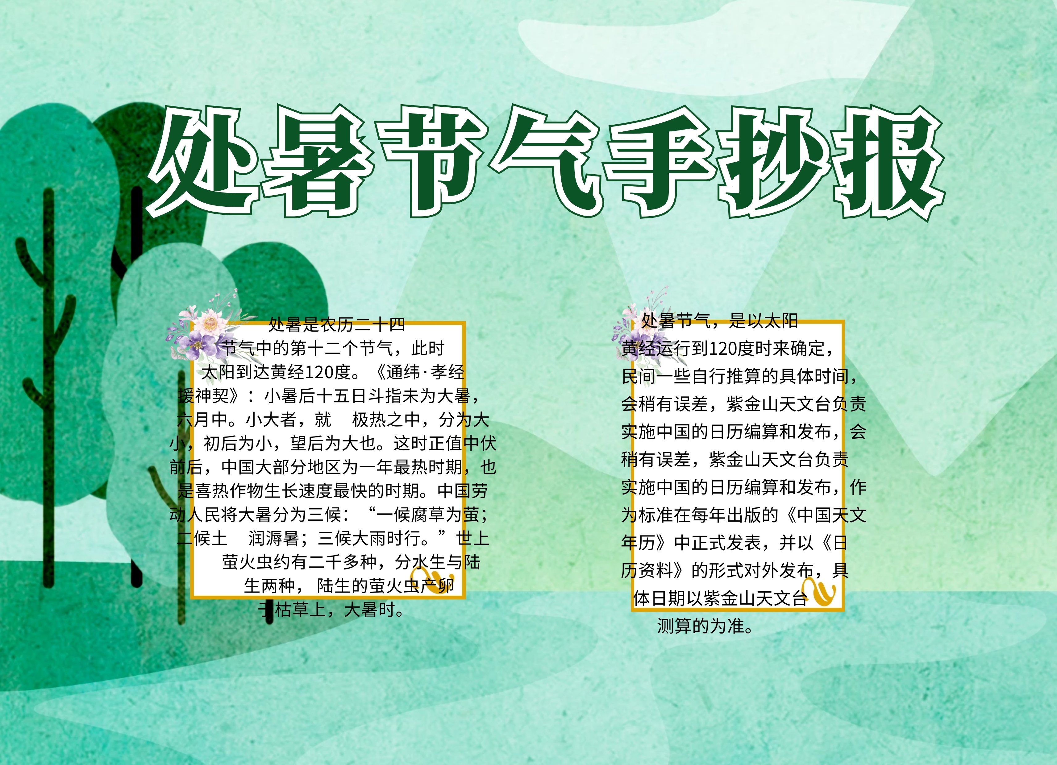 处暑节气宣传手抄报