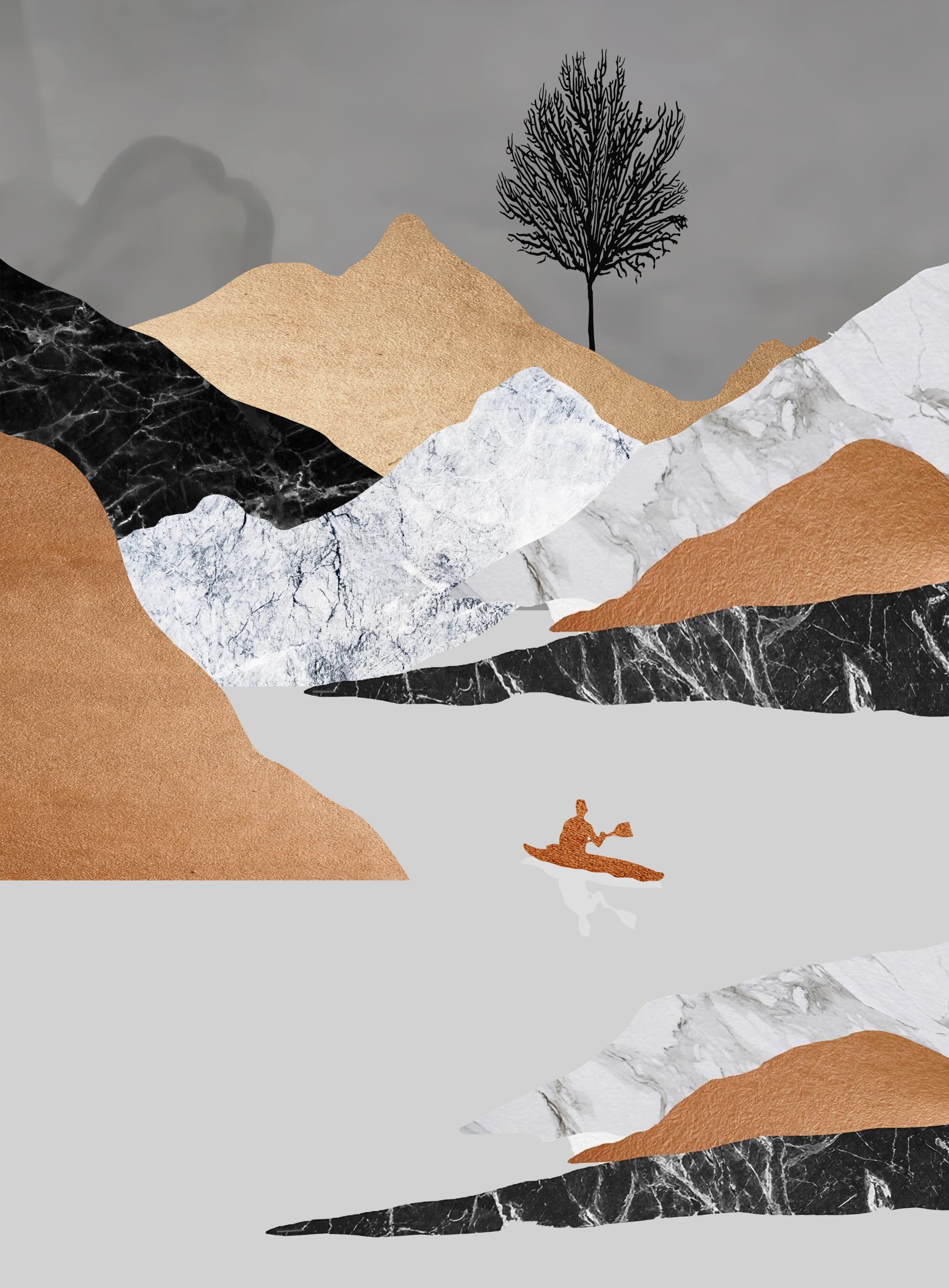 原创元素抽象山水新中式风格装饰画