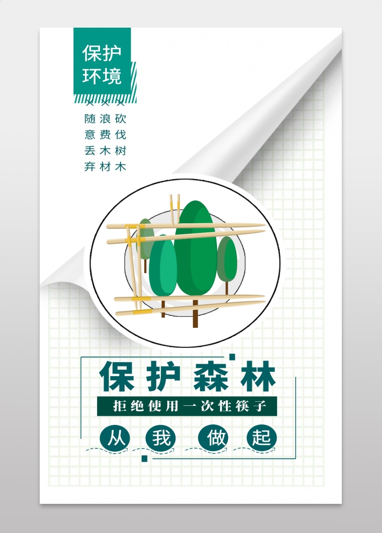 拒绝使用一次筷子海报