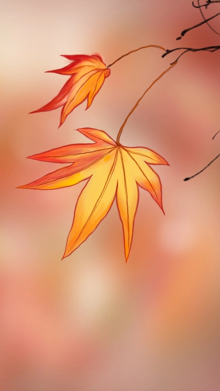 手机壁纸红色枫叶古风动漫