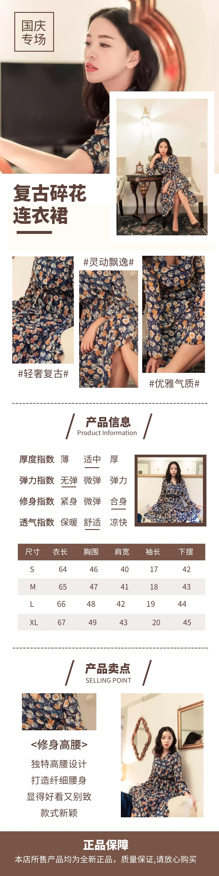 图怪兽详情页模板频道提供《复古碎花连衣裙