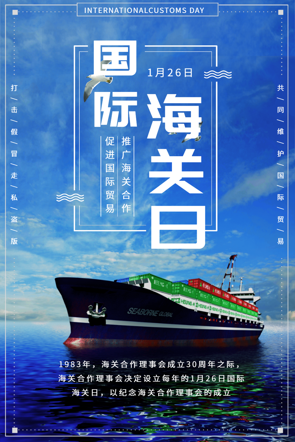 国际海关日纪念宣传海报