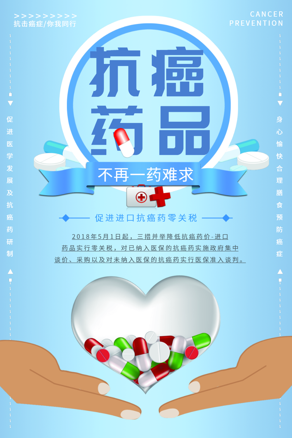 简约抗癌药品宣传海报