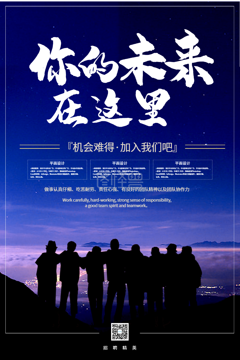 蓝色你的未来在这里招聘海报