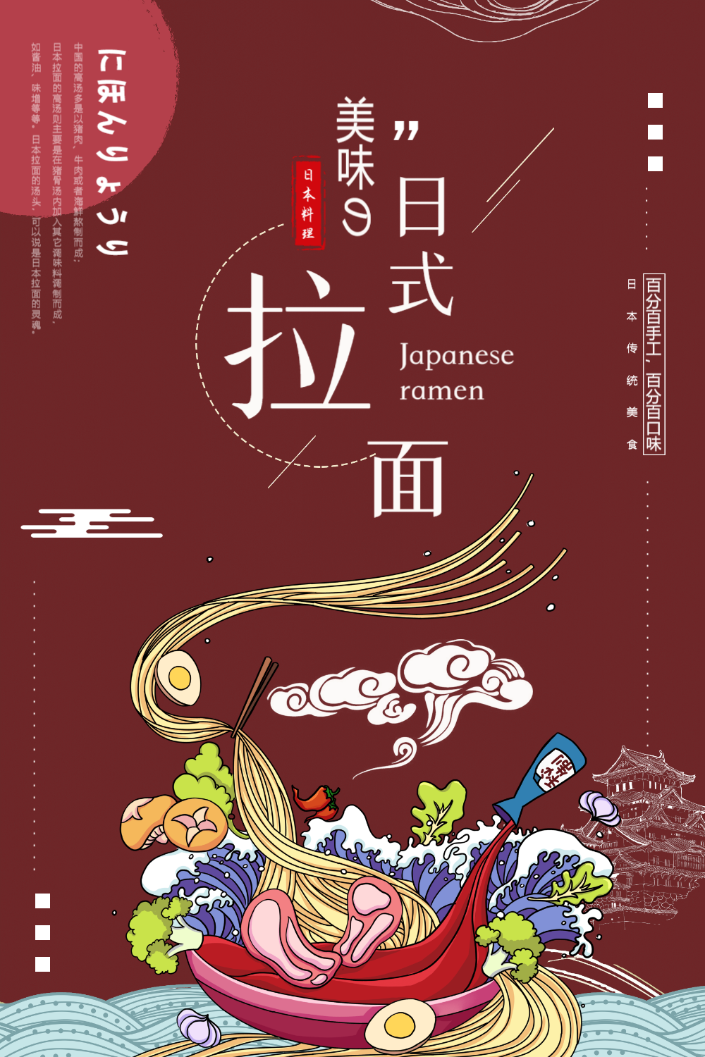 日式拉面美食海报