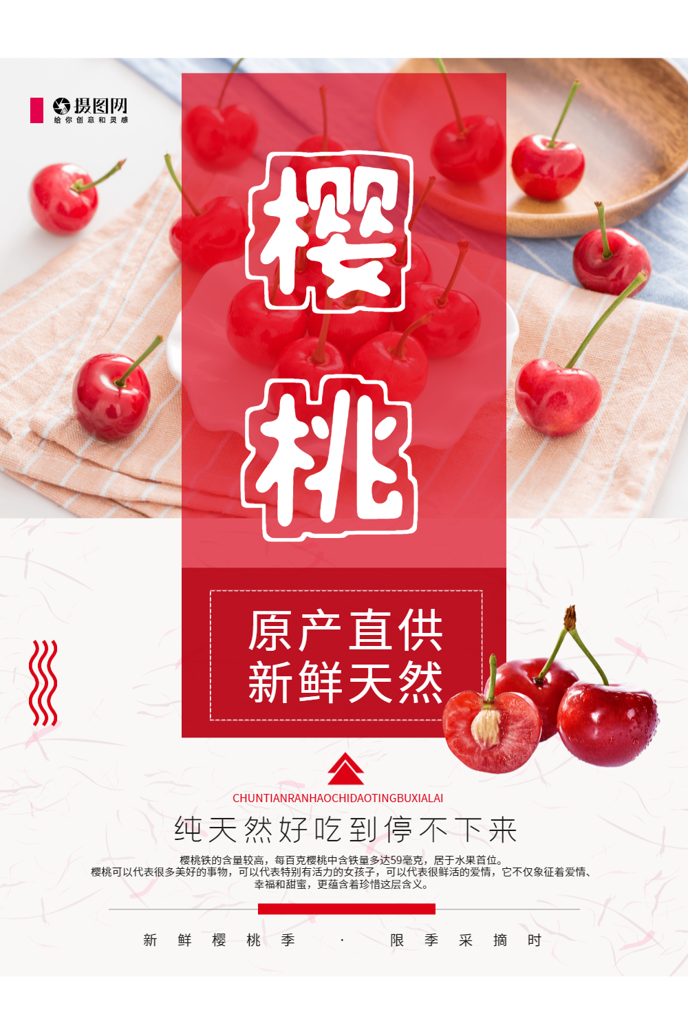 新鲜樱桃水果海报