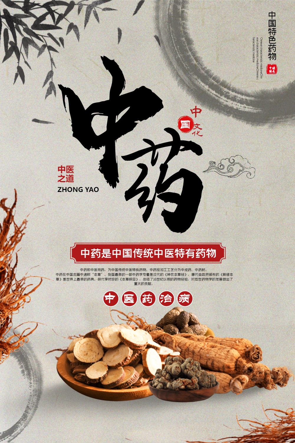 中国风简约中药宣传海报