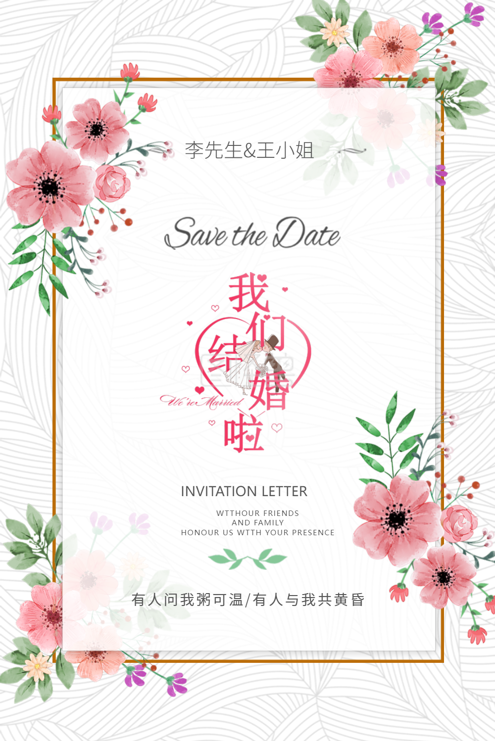 点击"编辑"按钮,可对《清新简约ins风婚礼邀请函海报》进行在线ps图片